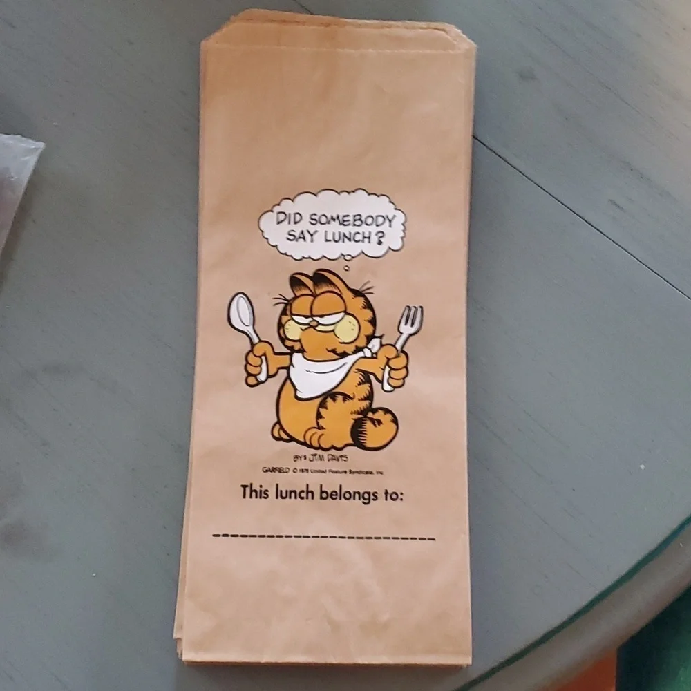 Garfield Cat Vintage Paper Lunch Bags Jim Davis Circa.1978  Set of 14
